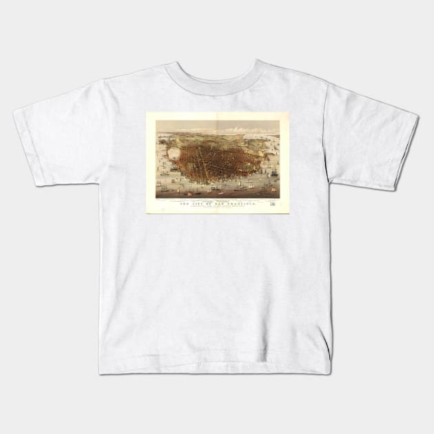 Vintage Pictorial Map of San Francisco (1878) Kids T-Shirt by Bravuramedia